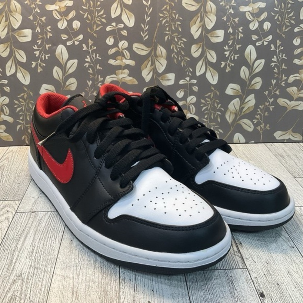 Nike Air Jordan‎ 1 Low Red Black White Toe Sneakers 553558-063 Men's Size 9